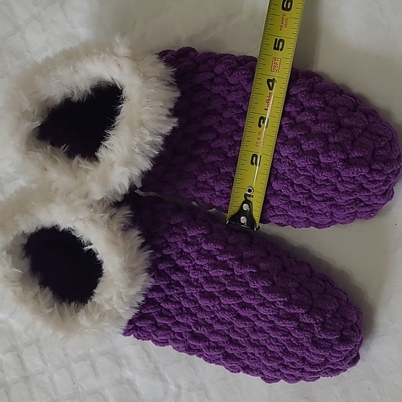 🎁 Handmade Chunky Knit Crocheted Slippers Sz 8.5 - 9 - Picture 3 of 5